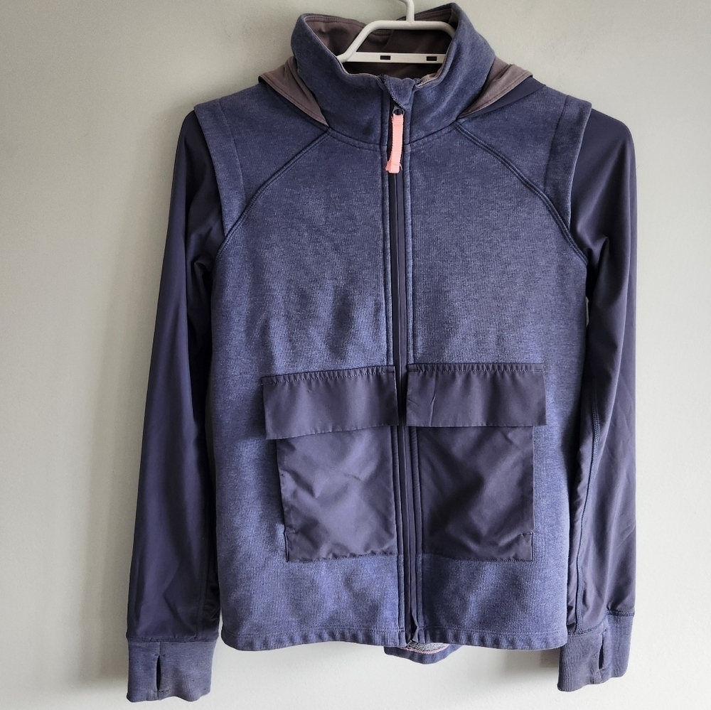 Ivivva By Lululemon Blue Full Zip Hooded Sweatshirt Hoodie Blue Cozy Size 10